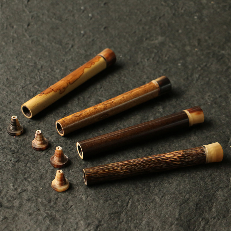 【一体带香插短香筒】天然竹子纯手工精工制作牛角螺纹口短香筒