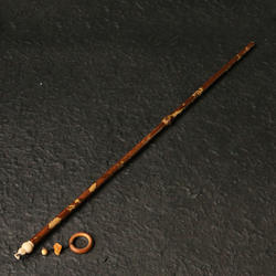 苏工广西湘妃竹老料苏工精工制作牛角封口教鞭戒尺把件把玩竹