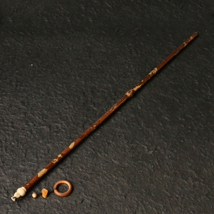 苏工广西湘妃竹老料苏工精工制作牛角封口教鞭戒尺把件把玩竹