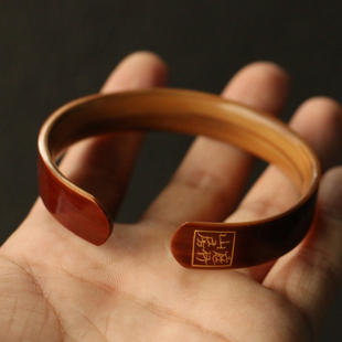 竹制手镯百年老煤竹老料纯手工精工镜面打磨把件把玩竹器文玩收藏