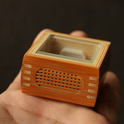 老玉竹纯手工竹蛉盒虫具文玩把件