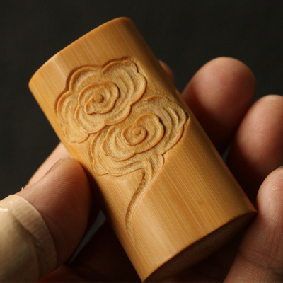 竹迹纯手工精工精工实心竹把件