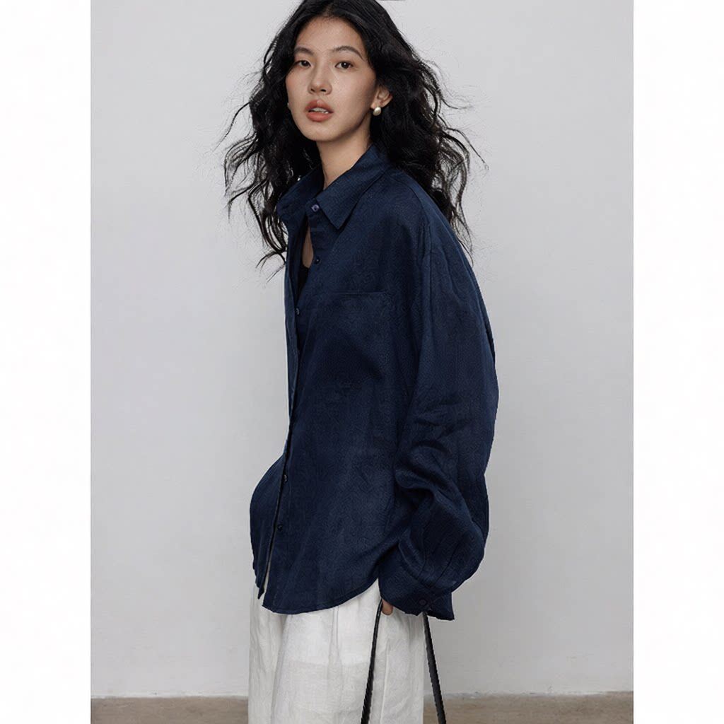 MOLIN与间HAVEGAN春季亚麻藏蓝长