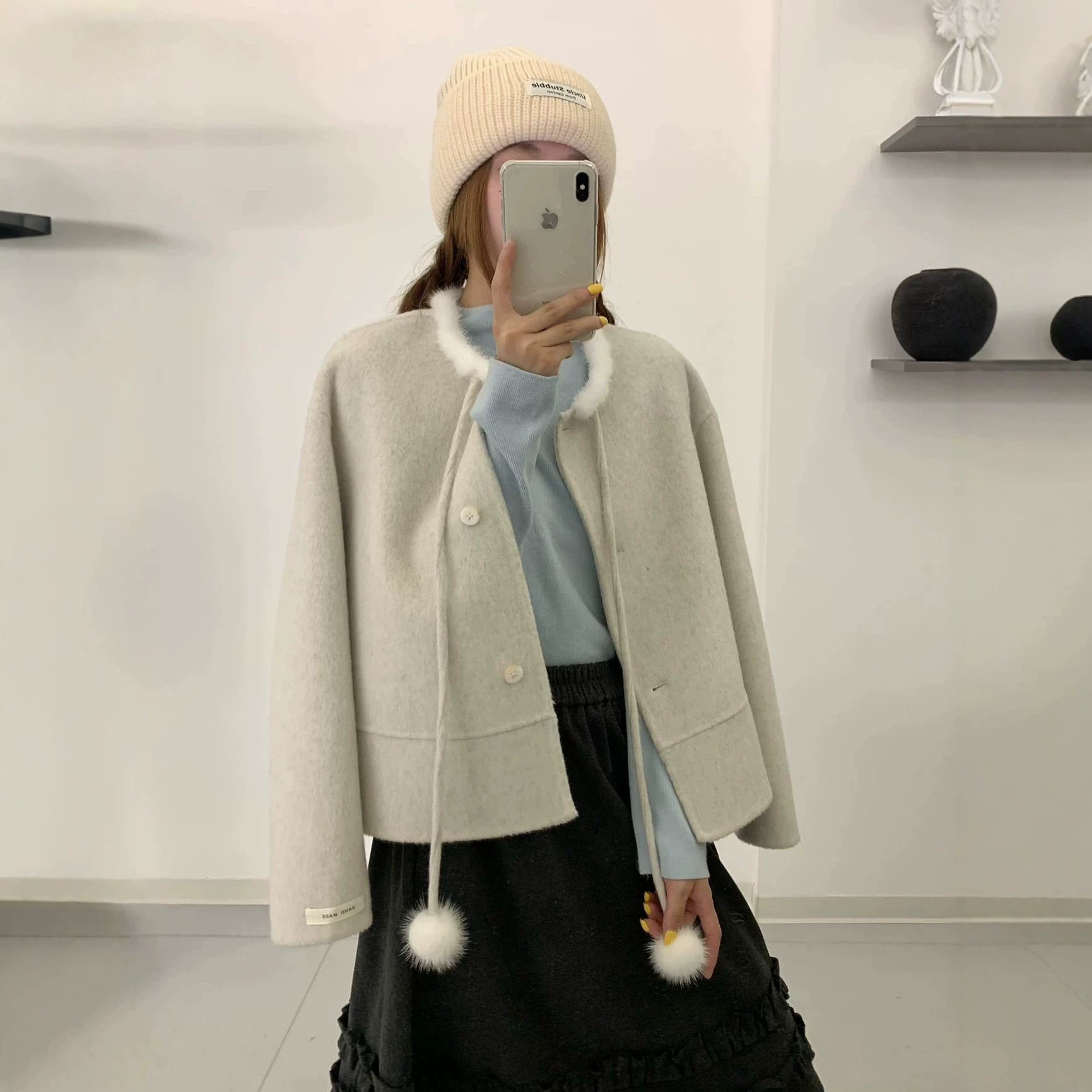 MOLIN年冬季新款双面羊毛外套女