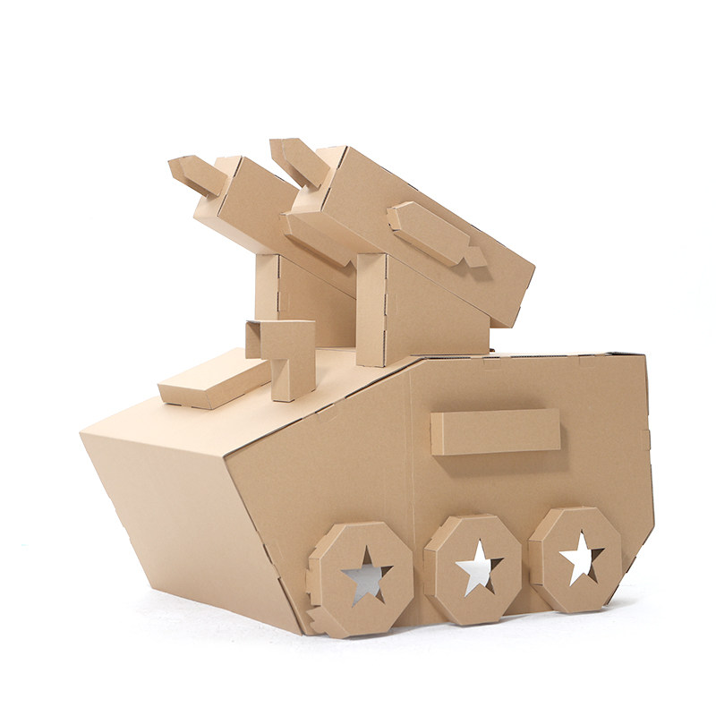 幼儿园手工制作坦克汽车纸房子模型儿童大号交通工具diy涂色玩具