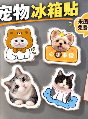 亚克力冰箱贴定制宠物猫咪小狗照片磁吸来图diy定做3d立体高级感