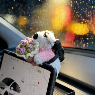 车载摆件etc支架玩偶特斯拉车内装饰汽车屏幕趴趴女士高级车摆件