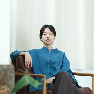 大拙秋季美到犯规苎麻茶歇布衣衬衫经典衬衫201123