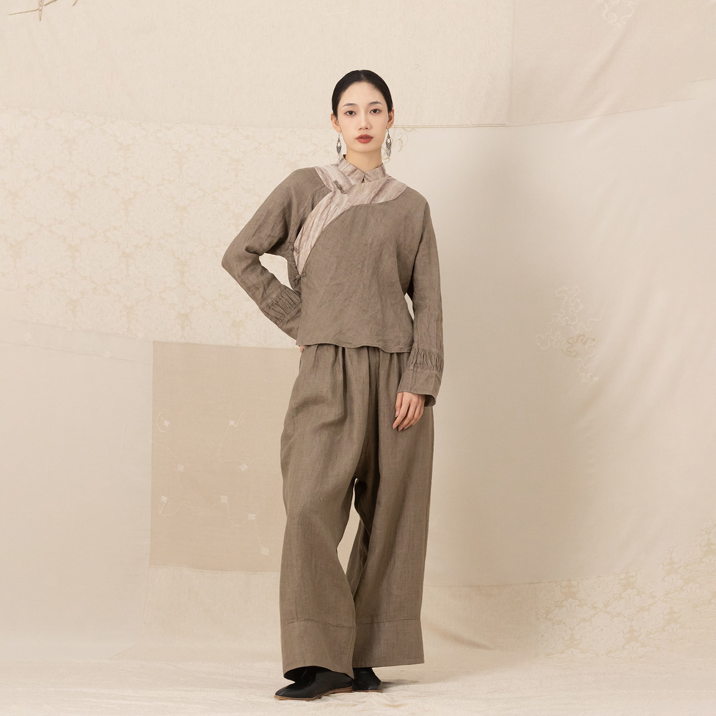 大拙新自然主义穿搭立领斜襟亚麻盘扣素雅复古感通勤衬衫250814,女装/女士精品,衬衫,淘宝优惠券,粉丝福利购,淘宝优惠卷