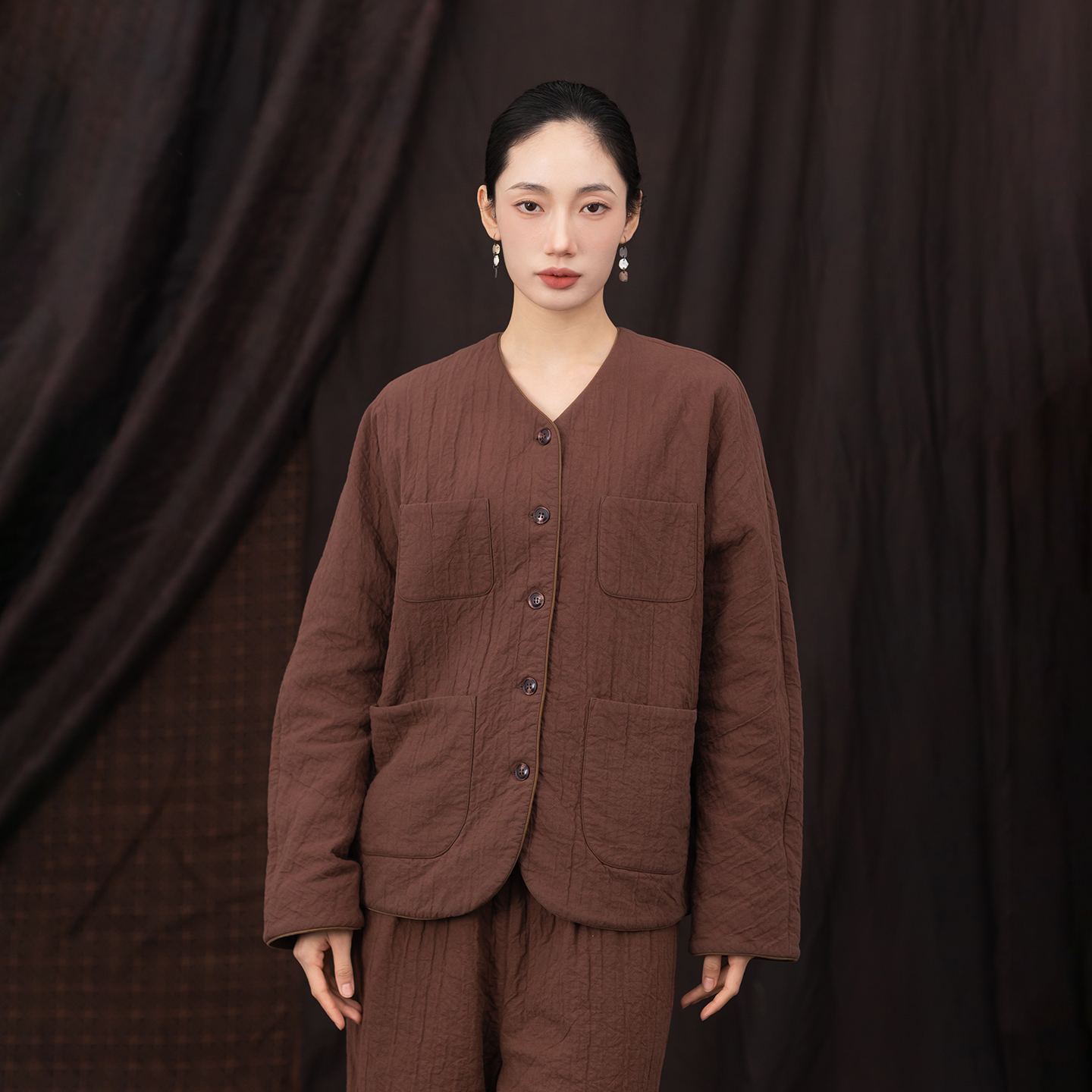 大拙舒适主义亚麻棉双层外套