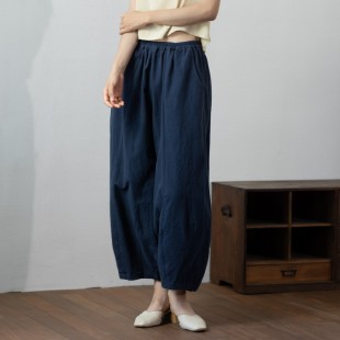 大拙春夏遮肉穿搭颗粒感棉麻松紧腰艺术家酷爱灯笼裤 211117 休闲裤