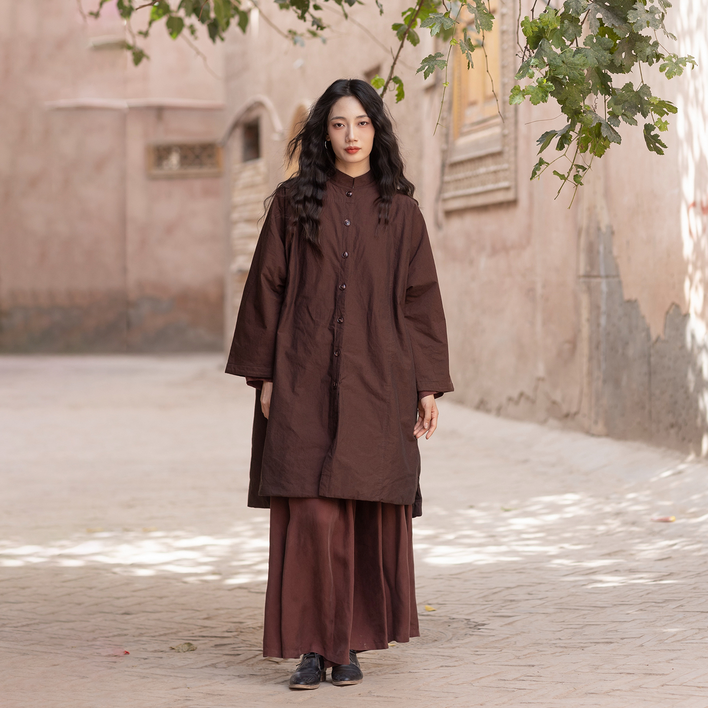 大拙冬季新款圆领单排扣通勤棉衣