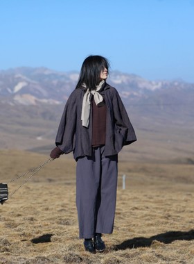 大拙也可拥有好身材颗粒感棉麻常规休闲裤200803