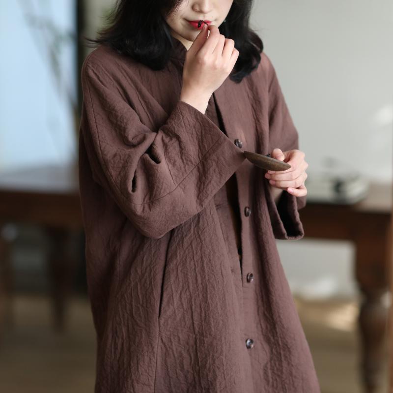 大拙复古典雅亚麻棉双层风套高级