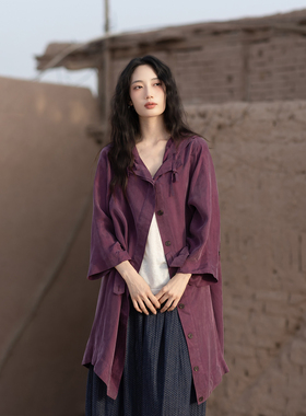 大拙春秋的第一件风衣丝滑铜氨丝带帽设计轻熟女宽松款风衣60713