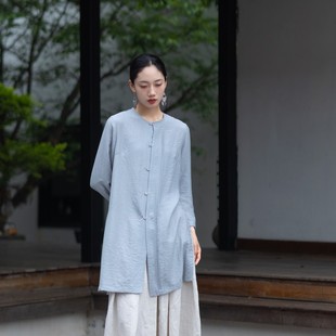 大拙清冷白噪风穿搭软又薄亲肤舒适圆领风琴褶纯色通勤衬衫 230801