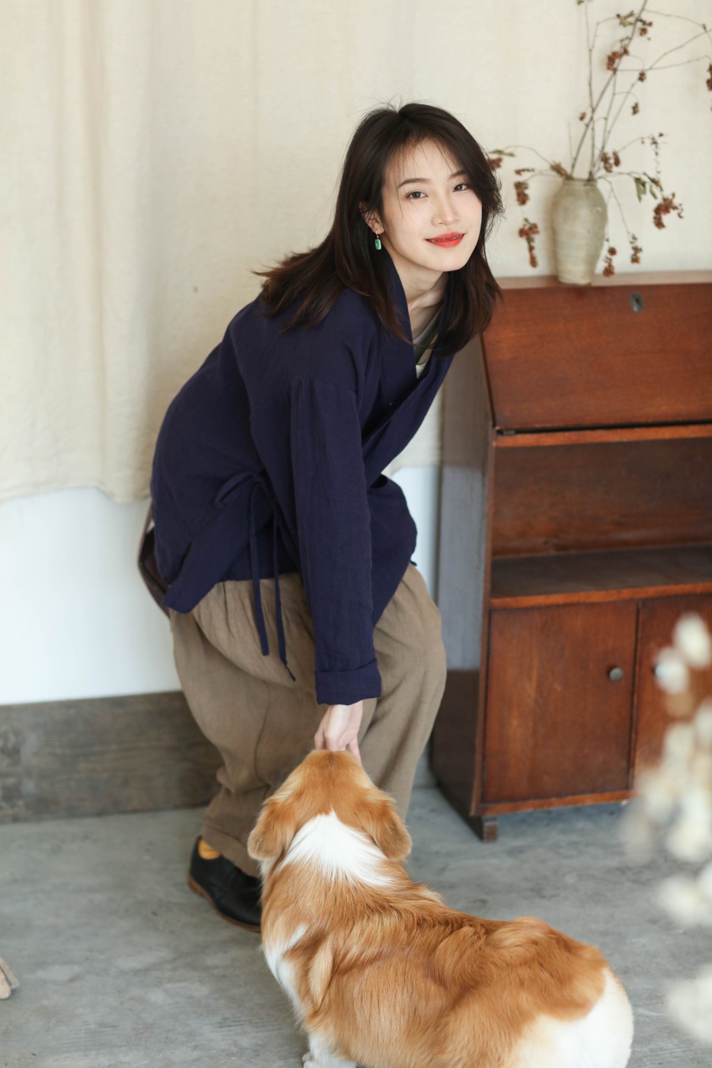 大拙宽松款系带斜襟衬衫