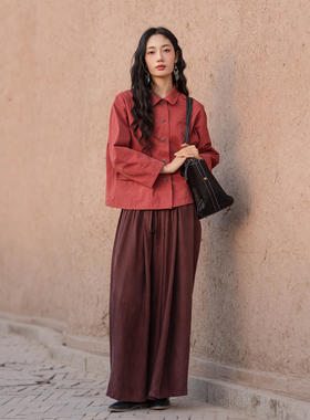 大拙气质氛围感复古简约优质斜纹棉精致扣眼双层翻领外套201005