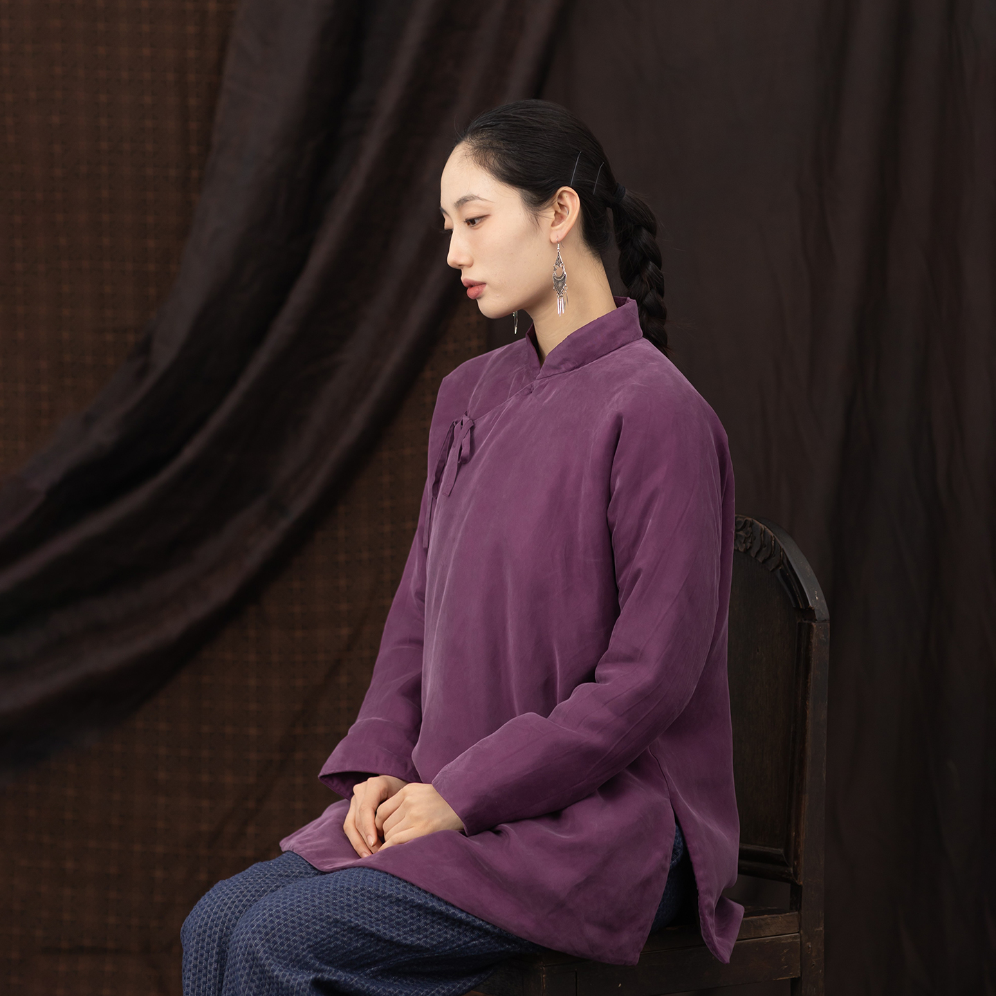 大拙清冷新中式穿搭铜氨丝棉衣