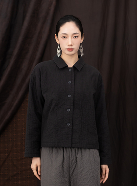 大拙不费力穿搭亚麻棉自然随性简约大方宽舒款翻领双层外套200908