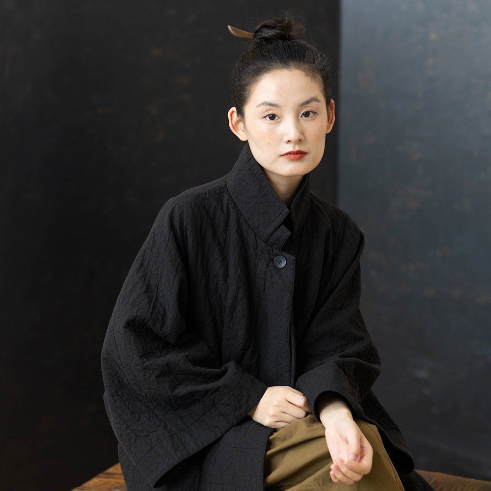 大拙斗篷式亚麻棉宽松款外套