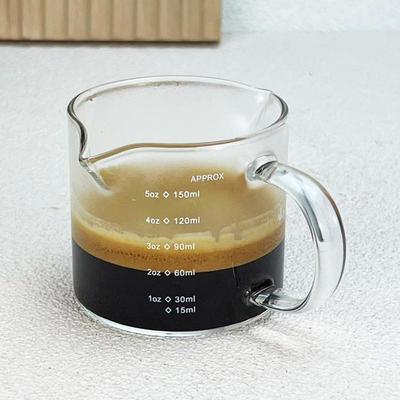 双嘴浓缩咖啡杯玻璃奶盅木柄