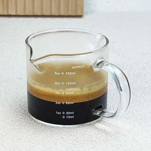 双嘴浓缩咖啡杯玻璃奶盅木柄