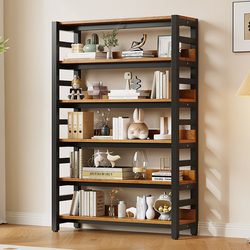 书架落地储物架简约客厅钢木多层货架文件收纳书柜铁艺多层置物架