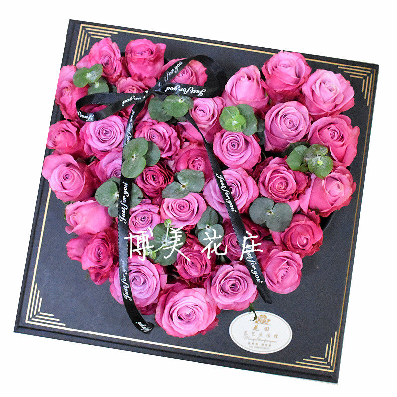 福州鲜花店厦门鲜花速递33朵玫瑰透明礼盒生日求婚七夕情人节送花