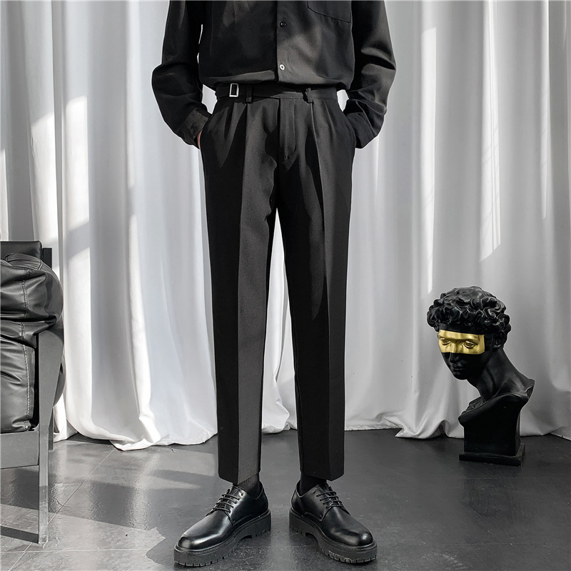 九分修身那不勒斯垂感西装裤大码