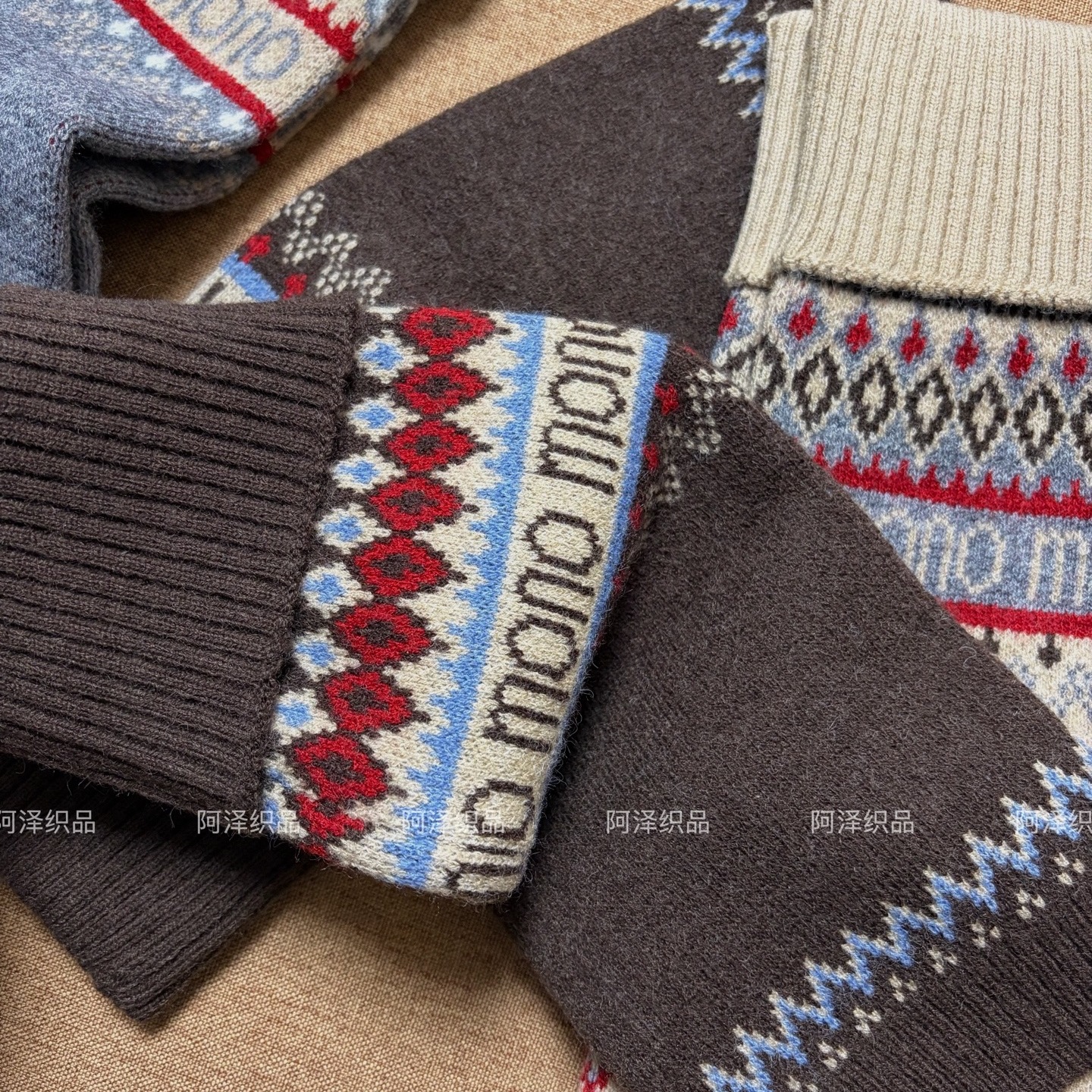 棕的很复古~费尔岛秋冬保暖羊毛小腿袜套ins潮配雪地靴堆堆长袜女