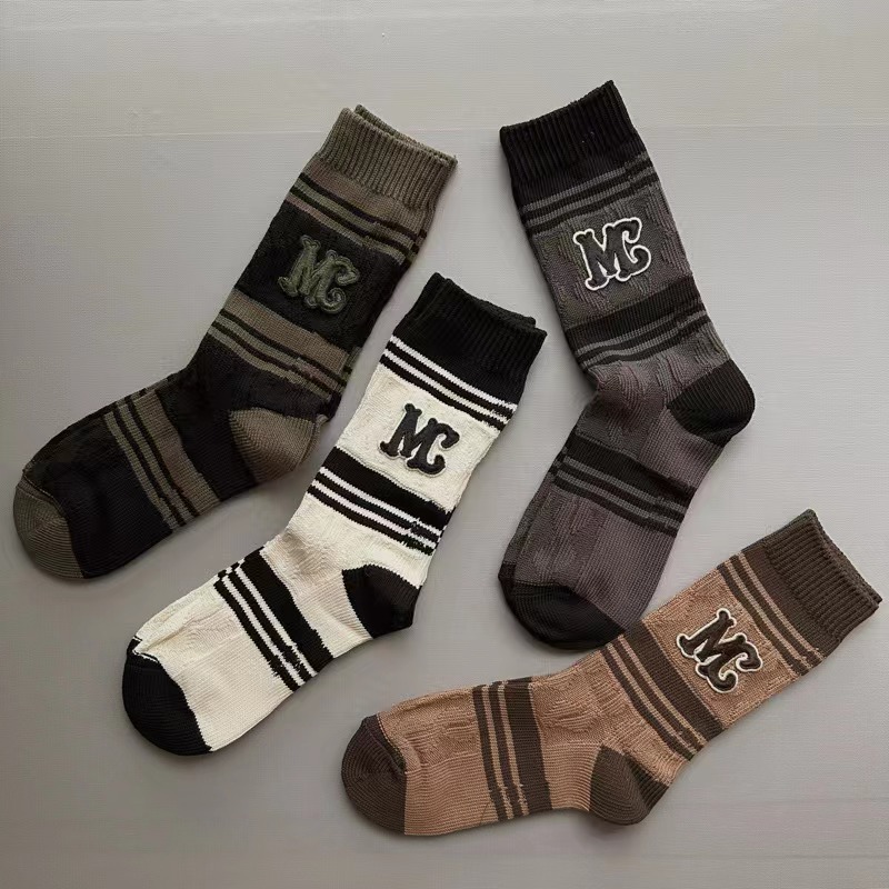 高品粗针欧货中长筒棉袜女堆堆袜