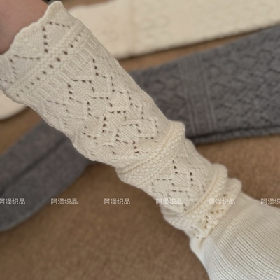 复古镂空提花粗针秋冬小腿袜子女