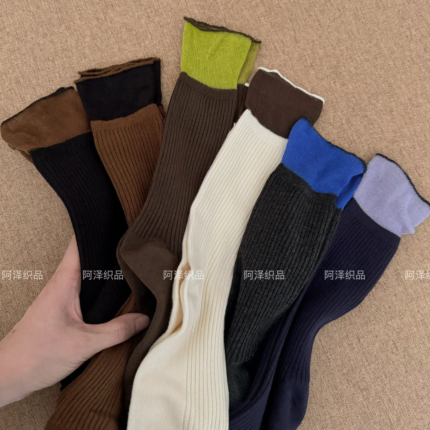 配色美晕的韩系~竖条纹时髦撞色中筒袜子女ins潮复古百搭堆堆袜棉,女士内衣/男士内衣/家居服,中筒袜,淘宝优惠券,粉丝福利购,淘宝优惠卷