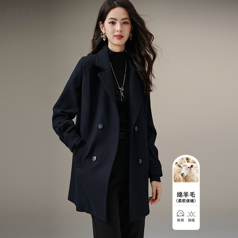 晚白2025年冬新款时尚气质厚外套极简风通勤夹棉加厚羊毛呢大衣女,女装/女士精品,毛呢外套,淘宝优惠券,粉丝福利购,淘宝优惠卷