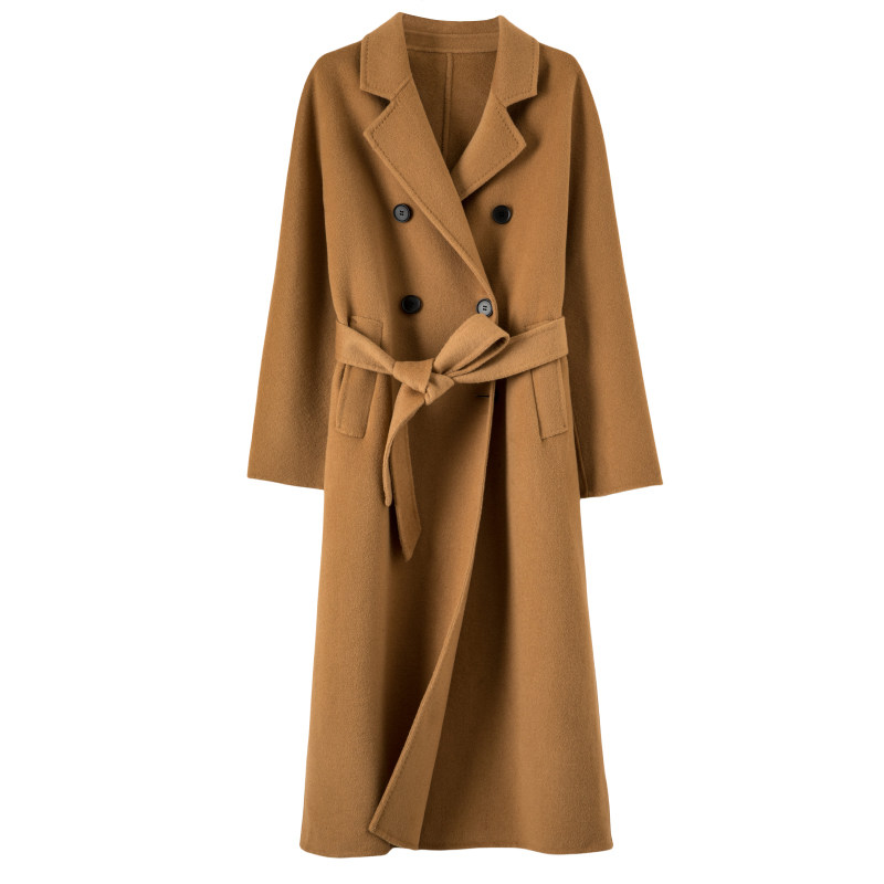 晚白2025年冬新款气质翻驳领时尚极简风通勤双面呢长款羊毛大衣女