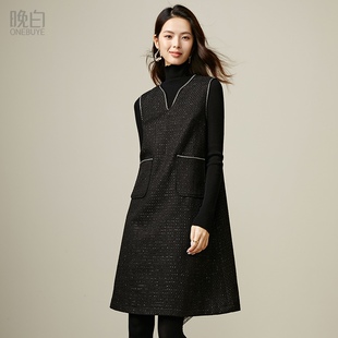 无袖 简约休闲裙子气质小香风法式 连衣裙 时尚 晚白2025年秋冬新款