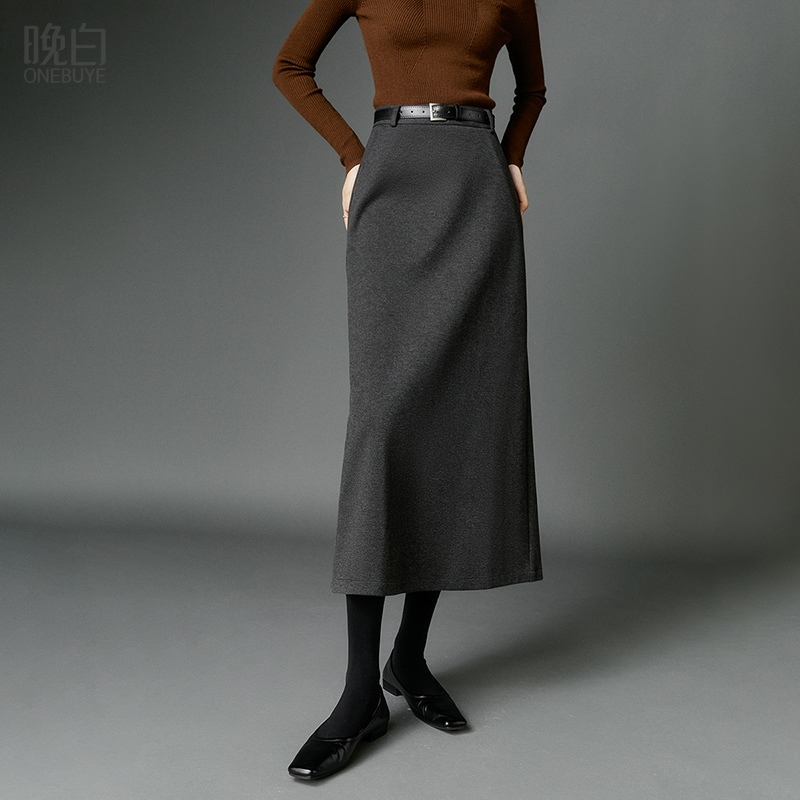 晚白半身长裙灰色裙子女