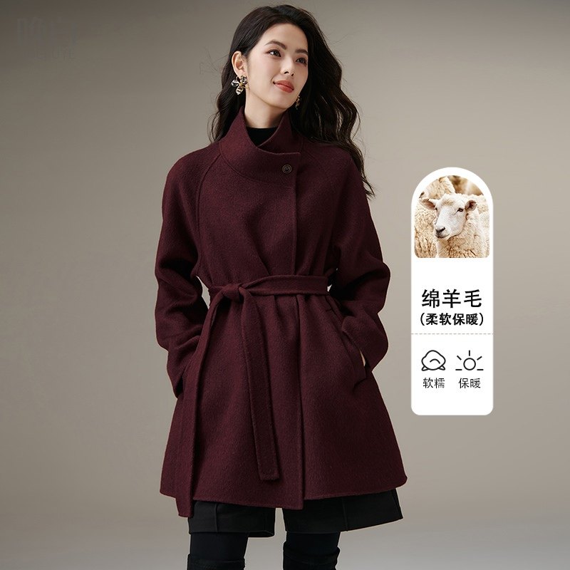 晚白【断码清仓】2025冬法式气质新短外套收腰系带大衣女,女装/女士精品,毛呢外套,淘宝优惠券,粉丝福利购,淘宝优惠卷