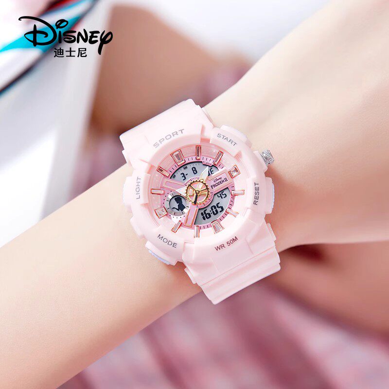 迪士尼儿童电子手表女孩女款初中高中小学生运动女生防水只看时间