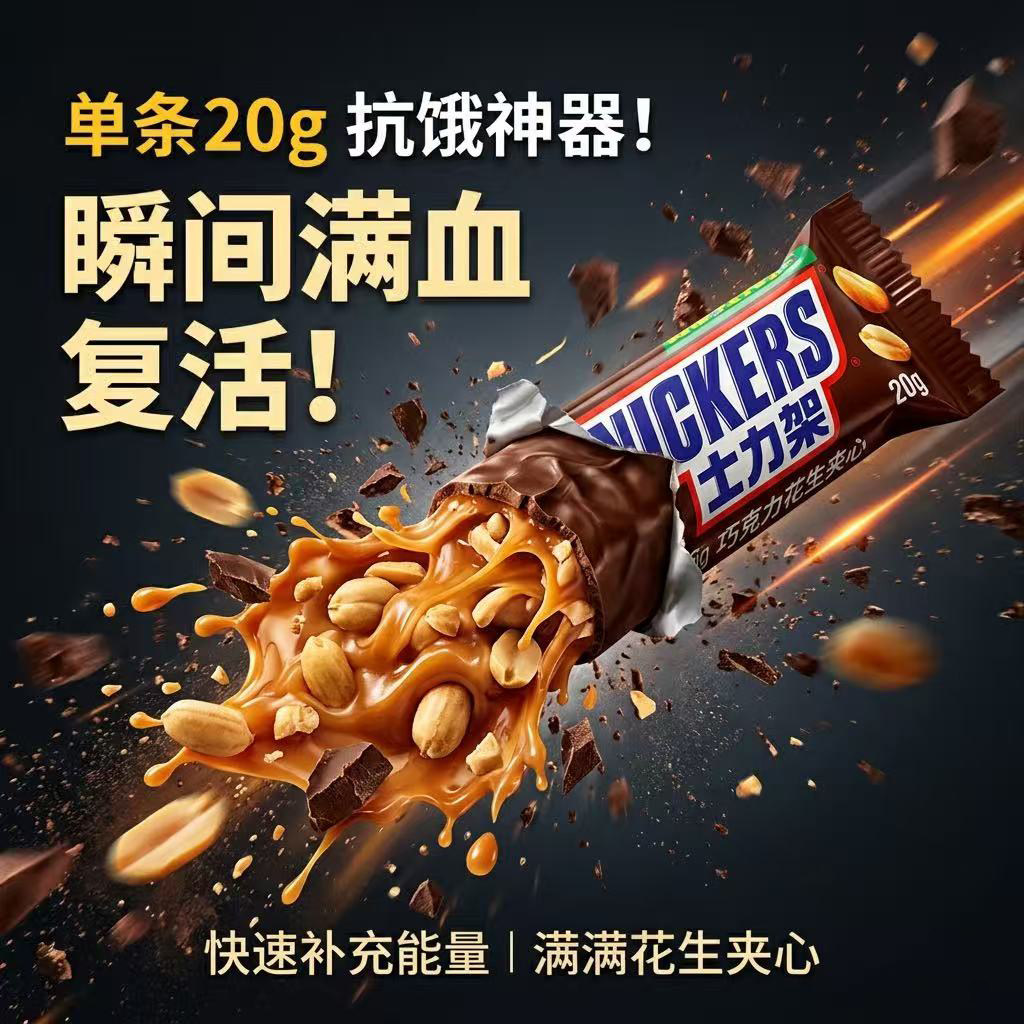 德芙士力架花生夹心巧克力能量棒过年全家桶糖果休闲零食散装批发