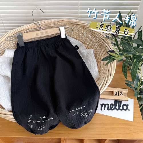 竹节人棉儿童轻薄夏天裤子