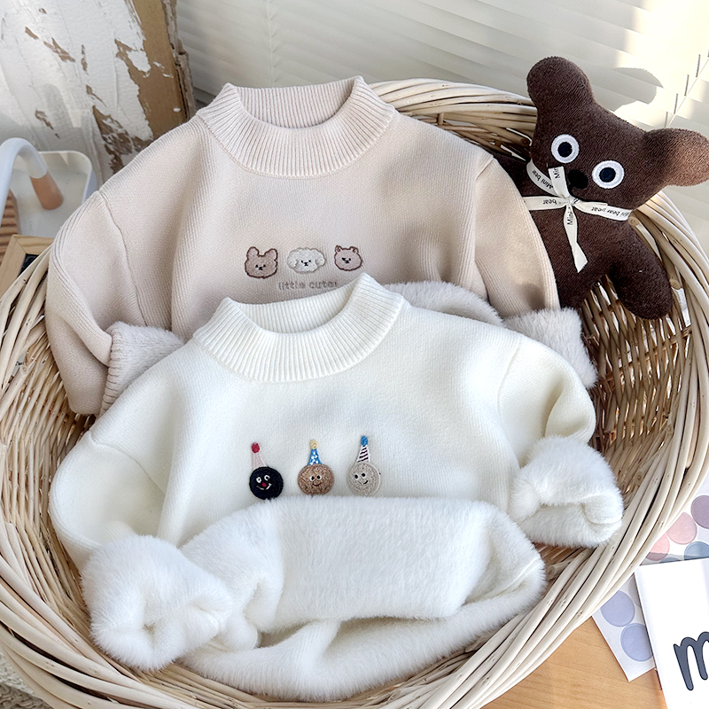 软糯加厚！小童一体绒毛衣