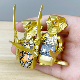 镀金版幻影忍者蛇怪阿斯皮尔黄金人仔5-10岁男孩拼装积木益智玩具