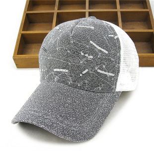 女士帽子上新春夏季亮片水钻鸭舌网帽遮阳好搭好看字母清凉货车帽