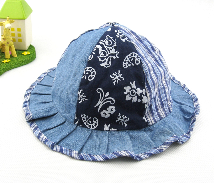 棉质牛仔公主花边休闲儿童帽子