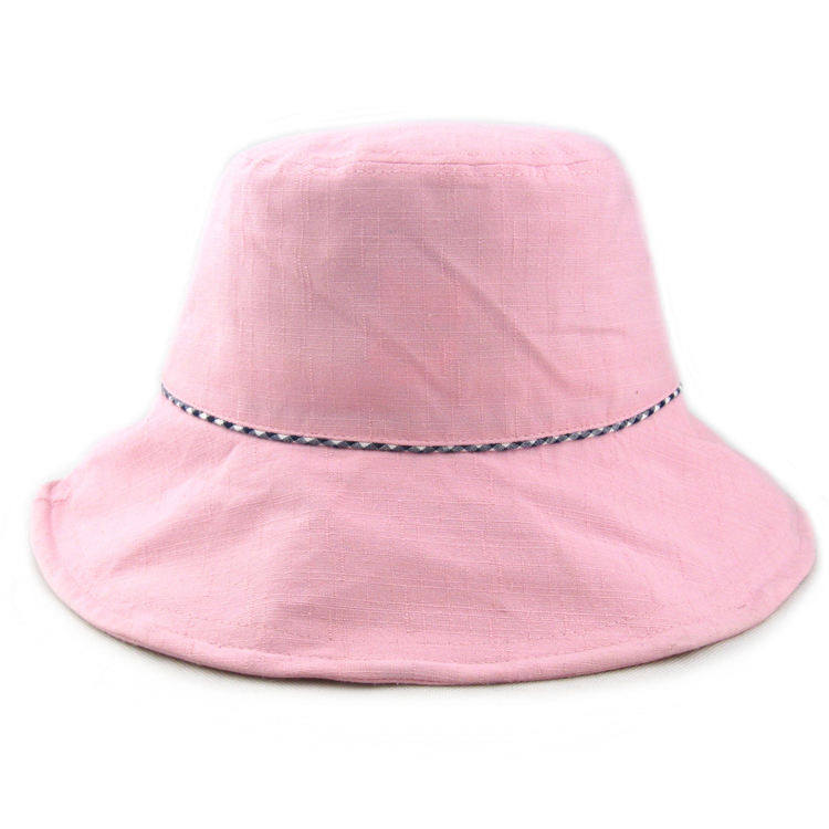亏本清仓女士帽子春夏折叠棉麻渔夫帽大沿遮阳帽粉色钢丝沿太阳帽