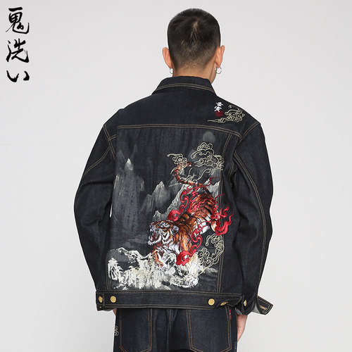 鬼洗春季男士牛仔夹克