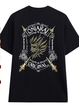 ONIARAI/鬼洗春夏新品拱形边框字母箭头短袖男式休闲T恤 B24U803