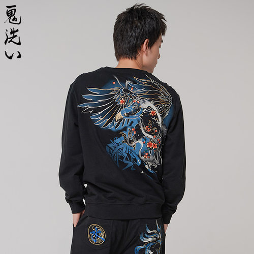 雄鹰男士外套鬼洗套头卫衣